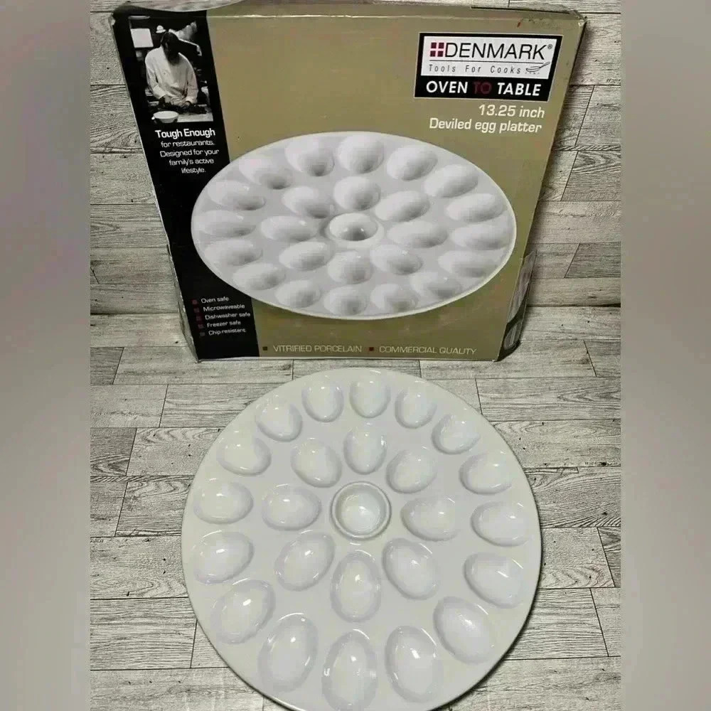 Denmark Oven To Table Devilled Egg Platter With Sauce Well Brand New In Box 13